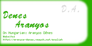 denes aranyos business card